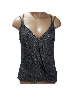 Mossimo Supply Co Black White Geometric Faux Wrap Tank Top NWT XS